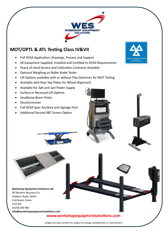 MOT OPTL and ATL Testing Class IV and VII lift package sheet